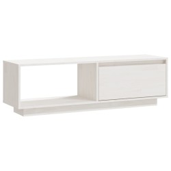 Meuble TV Blanc 110x30x33,5 cm Bois de pin massif 584134584134