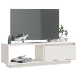 Meuble TV Blanc 110x30x33,5 cm Bois de pin massif 584134584134