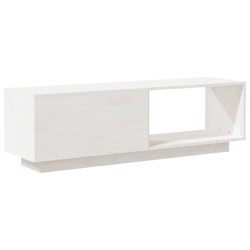 Meuble TV Blanc 110x30x33,5 cm Bois de pin massif 584134584134