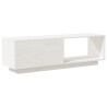 Meuble TV Blanc 110x30x33,5 cm Bois de pin massif 584134584134