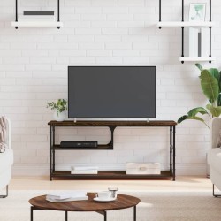 Meuble TV chêne marron 103x38x46,5cm bois d'ingénierie et acier 584142584142