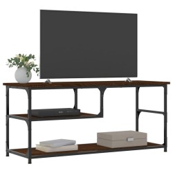Meuble TV chêne marron 103x38x46,5cm bois d'ingénierie et acier 584142584142