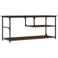 Meuble TV chêne marron 103x38x46,5cm bois d'ingénierie et acier 584142584142