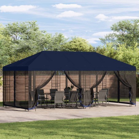Gazebo avec murs latéraux 6 x 3 m Bleu Polyester et Acier 190 584165584165