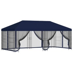 Gazebo avec murs latéraux 6 x 3 m Bleu Polyester et Acier 190 584165584165