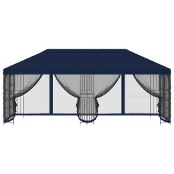 Gazebo avec murs latéraux 6 x 3 m Bleu Polyester et Acier 190 584165584165