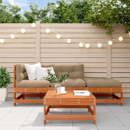 Ensemble de salon de jardin 4 pcs Brun cire Bois de pin massif 584166584166