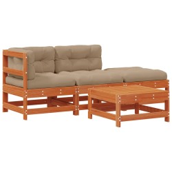 Ensemble de salon de jardin 4 pcs Brun cire Bois de pin massif 584166584166