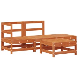 Ensemble de salon de jardin 4 pcs Brun cire Bois de pin massif 584166584166