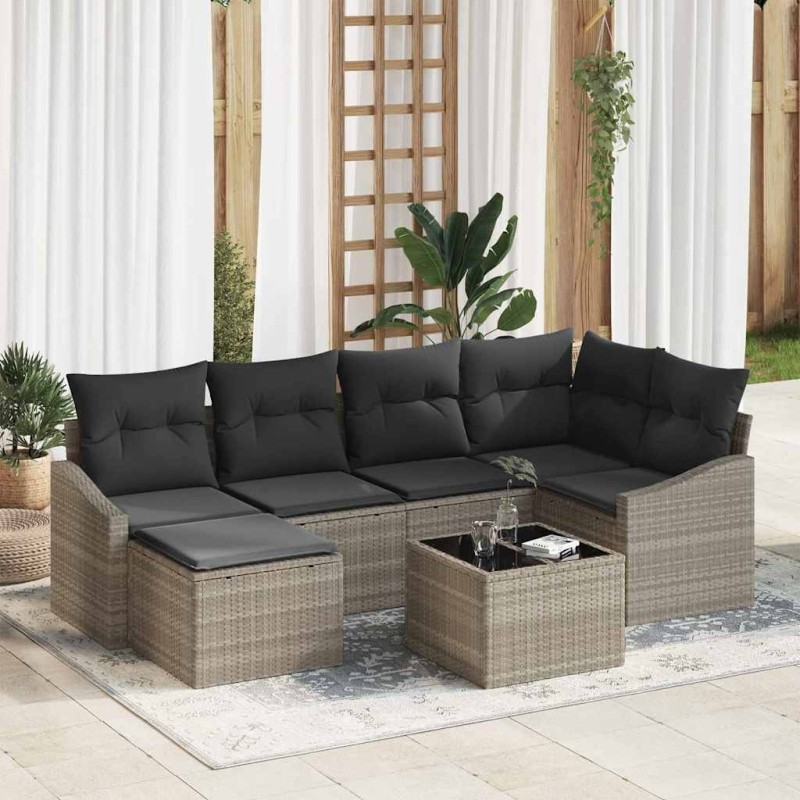 Ensemble de salle à manger pour jardin 7 pcs Gris clair 584168584168