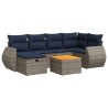 Salon de jardin avec coussins 7 pcs gris résine tressée 584169584169