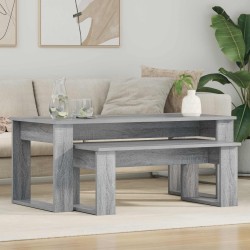Ensemble de tables basses 2 pcs Gris Sonoma Bois d'ingénierie 584179584179