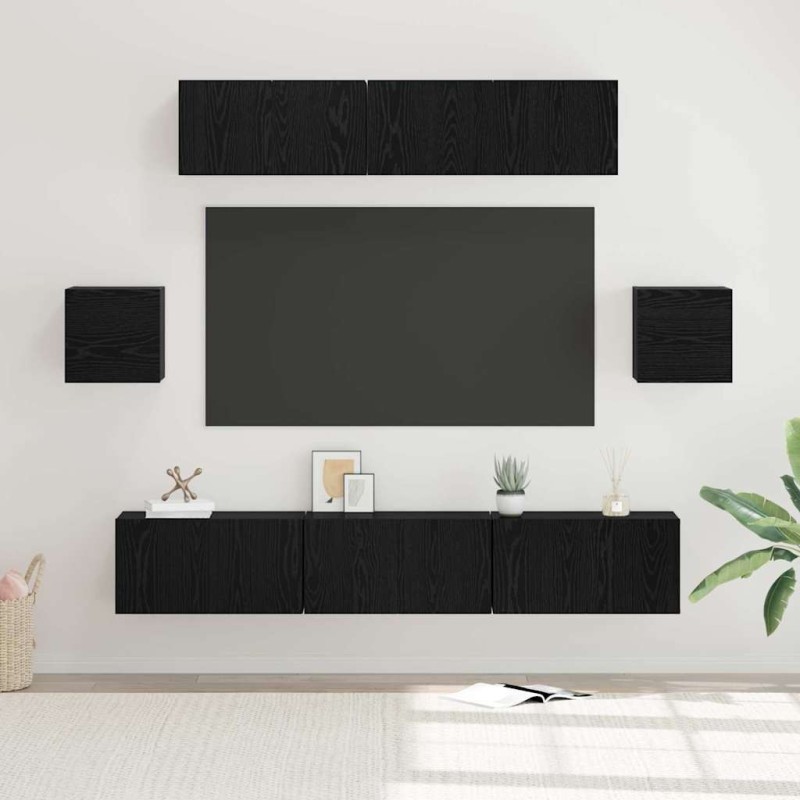 Ensemble meuble TV 7 pcs Chêne noir Bois d'ingénierie 584183584183