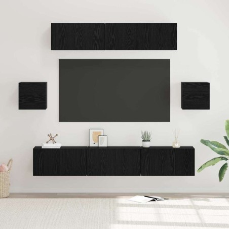 Ensemble meuble TV 7 pcs Chêne noir Bois d'ingénierie 584183584183