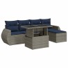 Salon de jardin avec coussins 6 pcs gris résine tressée acacia 584185584185