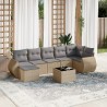 Salon de jardin avec coussins 8 pcs beige résine tressée 584191584191