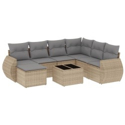 Salon de jardin avec coussins 8 pcs beige résine tressée 584191584191