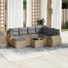 Salon de jardin avec coussins 8 pcs beige résine tressée 584192584192