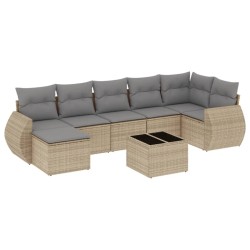 Salon de jardin avec coussins 8 pcs beige résine tressée 584192584192