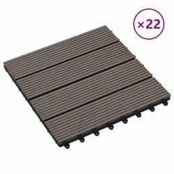 Carreau de terrasse 22 pcs Marron foncé 30 x 30 cm WPC 584193584193