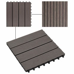 Carreau de terrasse 22 pcs Marron foncé 30 x 30 cm WPC 584193584193