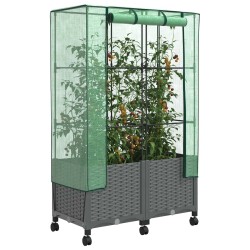 Jardinière de jardin avec couverture de serre et roues 2 pc PP 584205584205