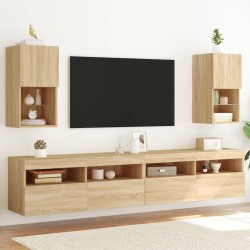Meubles TV avec lumières LED 2 pcs chêne sonoma 30,5x30x60 cm 584206584206