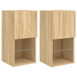 Meubles TV avec lumières LED 2 pcs chêne sonoma 30,5x30x60 cm 584206584206