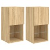 Meubles TV avec lumières LED 2 pcs chêne sonoma 30,5x30x60 cm 584206584206