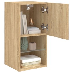 Meubles TV avec lumières LED 2 pcs chêne sonoma 30,5x30x60 cm 584206584206