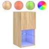 Meubles TV avec lumières LED 2 pcs chêne sonoma 30,5x30x60 cm 584206584206