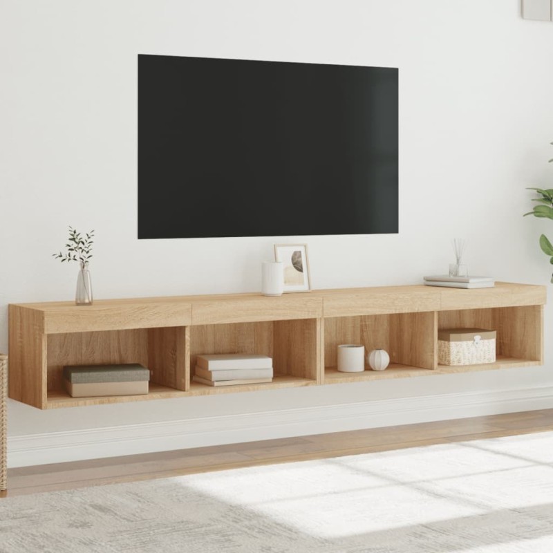 Meubles TV avec lumières LED 2 pcs chêne sonoma 100x30x30 cm 584207584207
