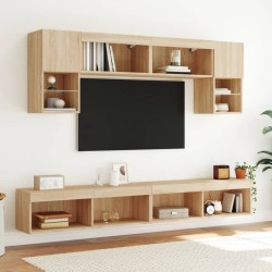 Meubles TV avec lumières LED 2 pcs chêne sonoma 100x30x30 cm 584207584207