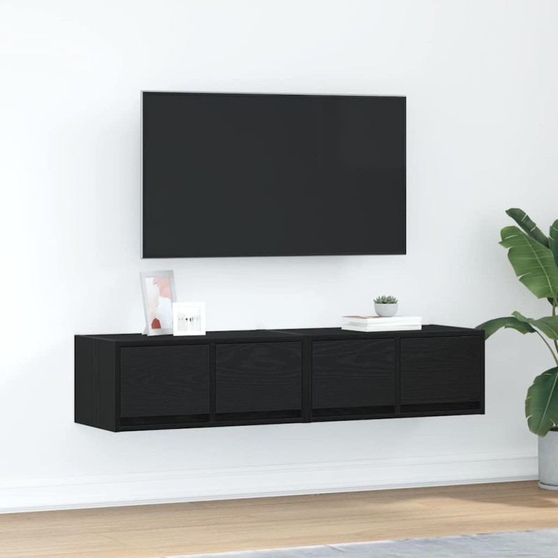 Meubles TV 2 pcs chêne noir 60x31x25,5 cm bois d'ingénierie 584208584208