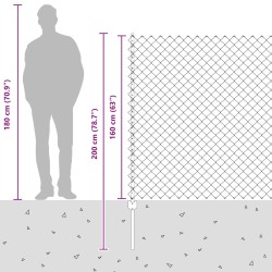 Clôture grillagée avec poteau 10 x 1,6 m Acier recouvert de PVC 584221584221