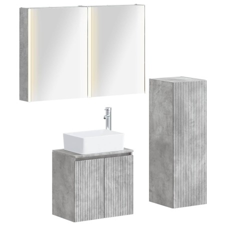 Ensemble de mobilier de salle de bain 4 pcs Gris béton 584240584240