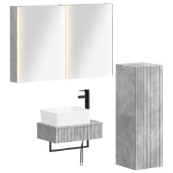 Ensemble de mobilier de salle de bain 4 pcs Gris béton 584241584241