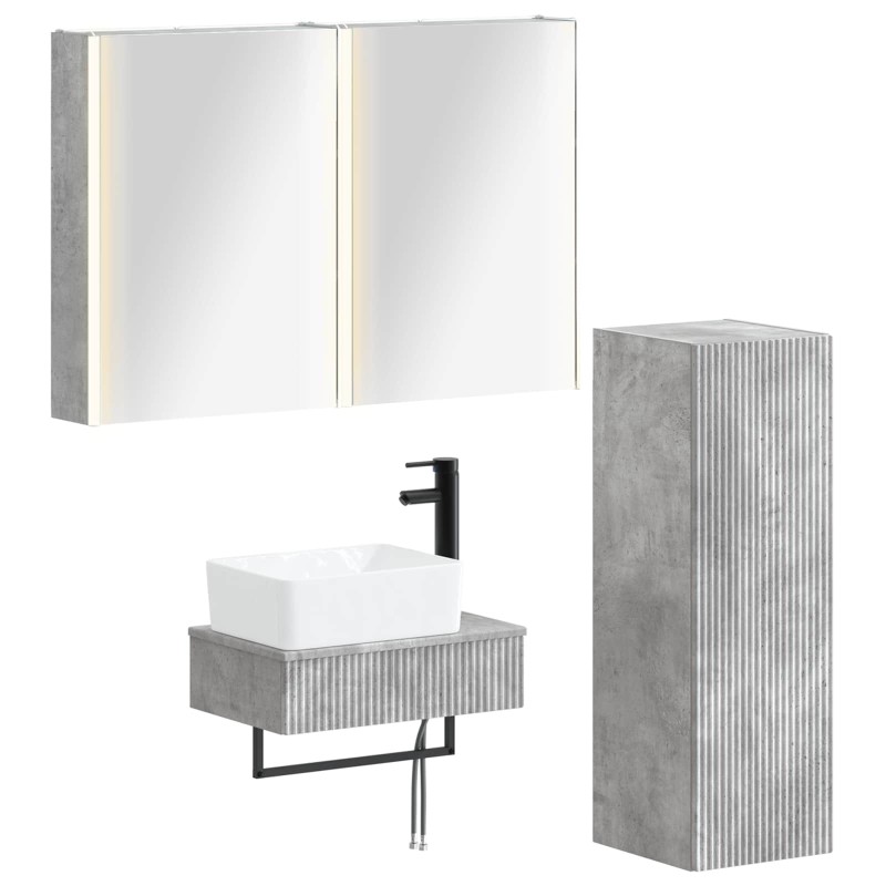 Ensemble de mobilier de salle de bain 4 pcs Gris béton 584241584241
