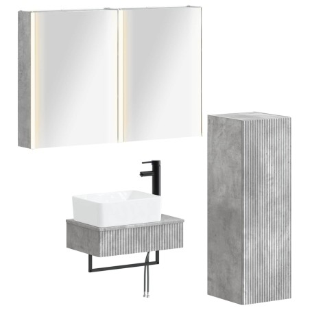 Ensemble de mobilier de salle de bain 4 pcs Gris béton 584241584241