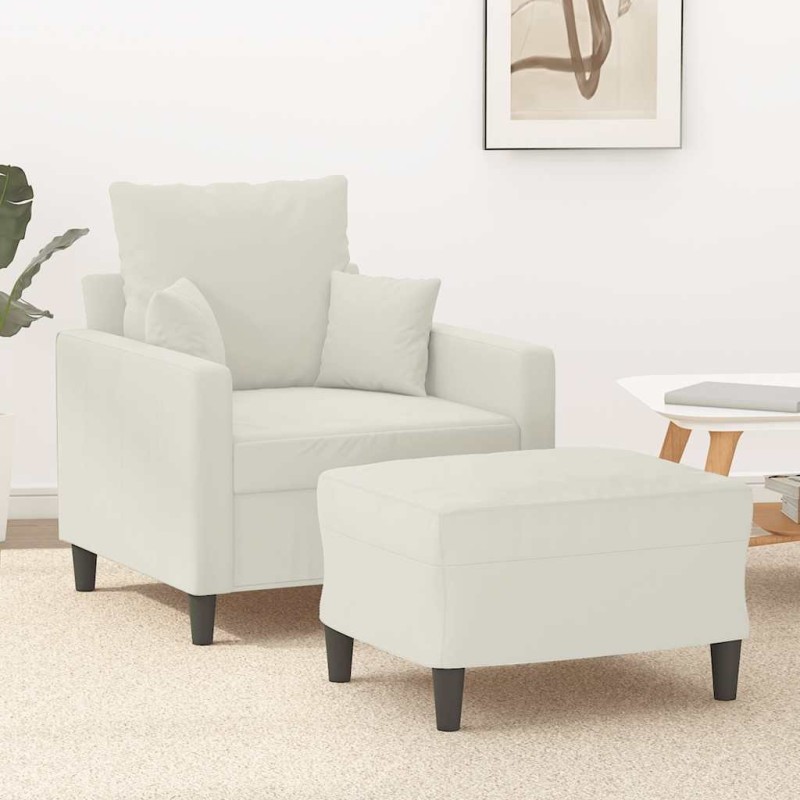 Fauteuil avec repose-pied Crème 60 cm Velours 584246584246