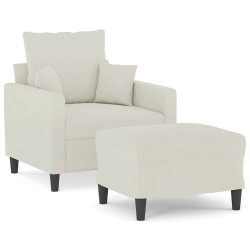 Fauteuil avec repose-pied Crème 60 cm Velours 584246584246
