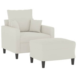Fauteuil avec repose-pied Crème 60 cm Velours 584246584246