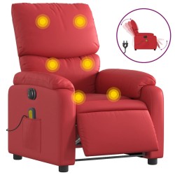 Fauteuil de massage inclinable électrique rouge similicuir 584251584251