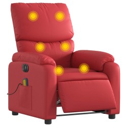 Fauteuil de massage inclinable électrique rouge similicuir 584251584251