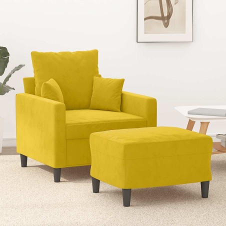 Fauteuil avec repose-pied jaune 60 cm velours 584252584252