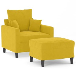 Fauteuil avec repose-pied jaune 60 cm velours 584252584252