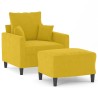 Fauteuil avec repose-pied jaune 60 cm velours 584252584252