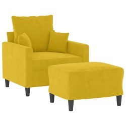 Fauteuil avec repose-pied jaune 60 cm velours 584252584252