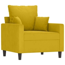 Fauteuil avec repose-pied jaune 60 cm velours 584252584252