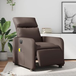 Fauteuil de massage inclinable électrique marron similicuir 584253584253